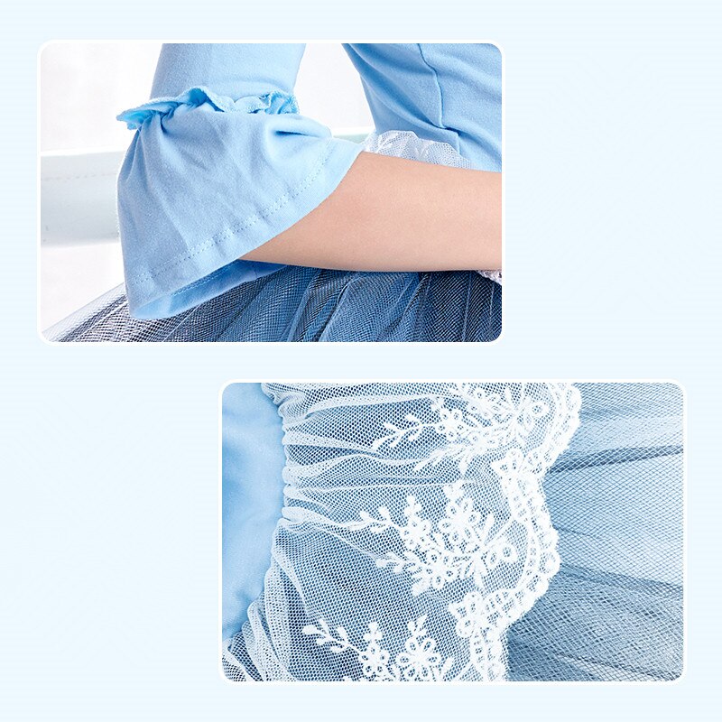 Vestido de tul con tutú de Ballet para niña, leotardo de gimnasia de manga acampanada de encaje multicapa, leotardo de Ballet para niña bailarina 3/4