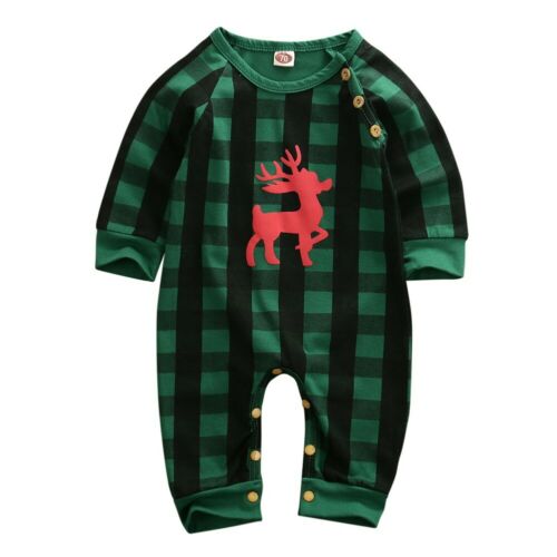 Herfst Herfst Kerst Baby Baby Jongen Meisje Plaid Check Romper Tops Broek Kinderen Outfit Xmas Kleding: B / 12m
