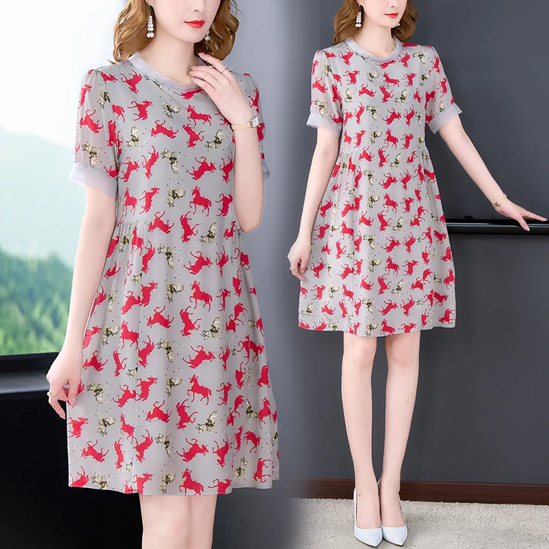 Novedad de verano, vestido Midi bohemio con estampado de vacaciones para mujer, coreana, Vestido de playa ligero, Vestidos de informales ajustados elegantes 2025