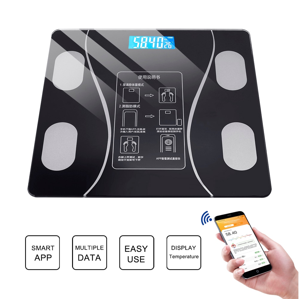 LED Digital Electronic Scale For Android/for IOS/Bluetooth Weighing Scales APP Smart Body Scales