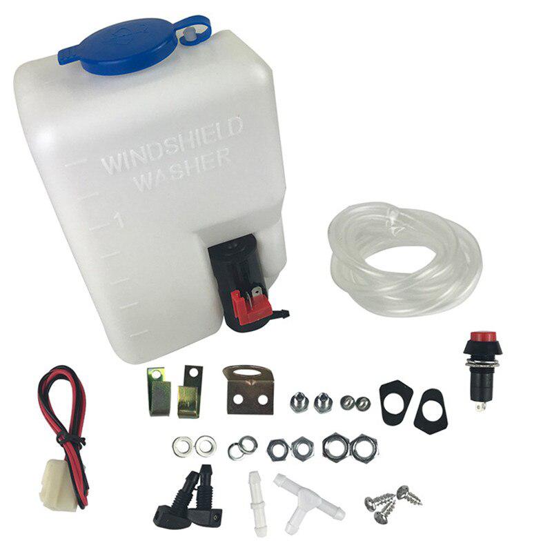 Universal 12V 1.5L Car Windscreen Washer Bottle Kit Sprinkler with Pump Jet Button Switch Windshield Water Sprayer Kit