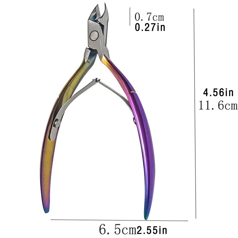 2 Stks/set Rvs Nail Art Push Cuticle Trimmer Met Cuticula Pusher Dode Huid Schaar En Tang Nagels Tool