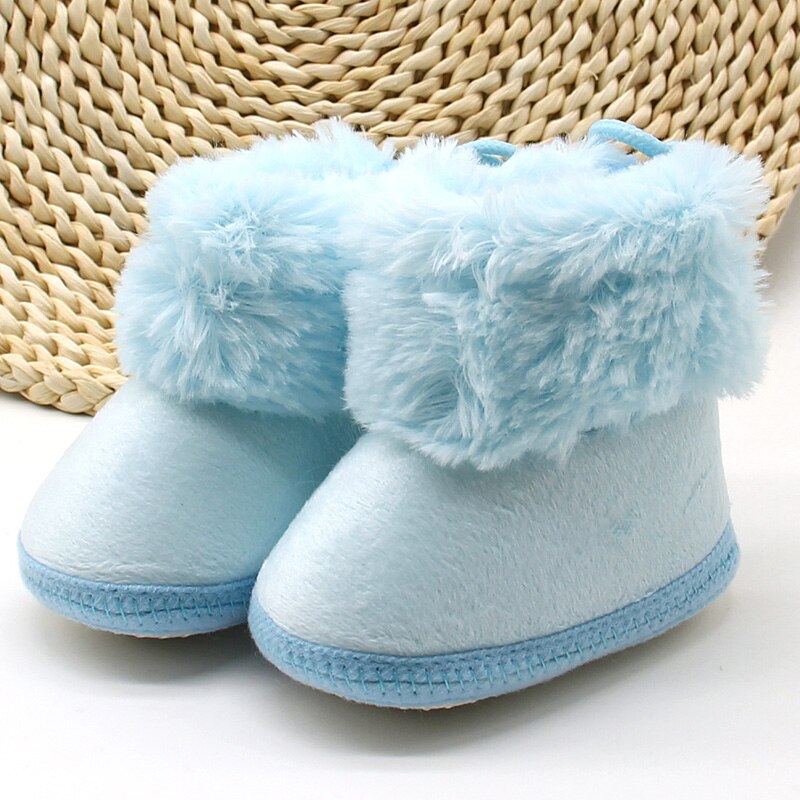 Sweet Baby Winter Snow Boots Anti Slip Thick Warm Baby Girls First Walkers Soft Sole Infant Toddler Footwear Shoes: Blue / 13-18 Months