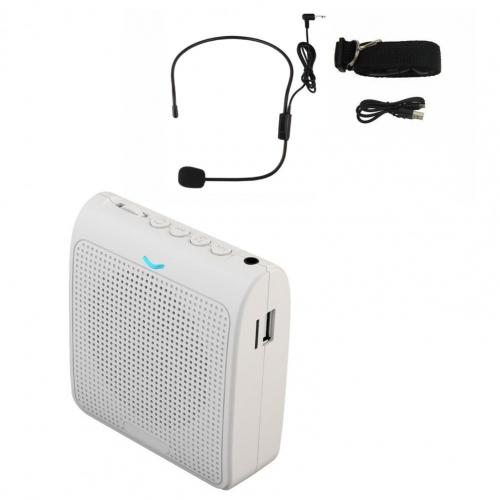 K100 5W Mini Voice Amplifier Loudspeaker with Microphone Rechargeable Speaker for Teacher Loudspeaker Microphone: white