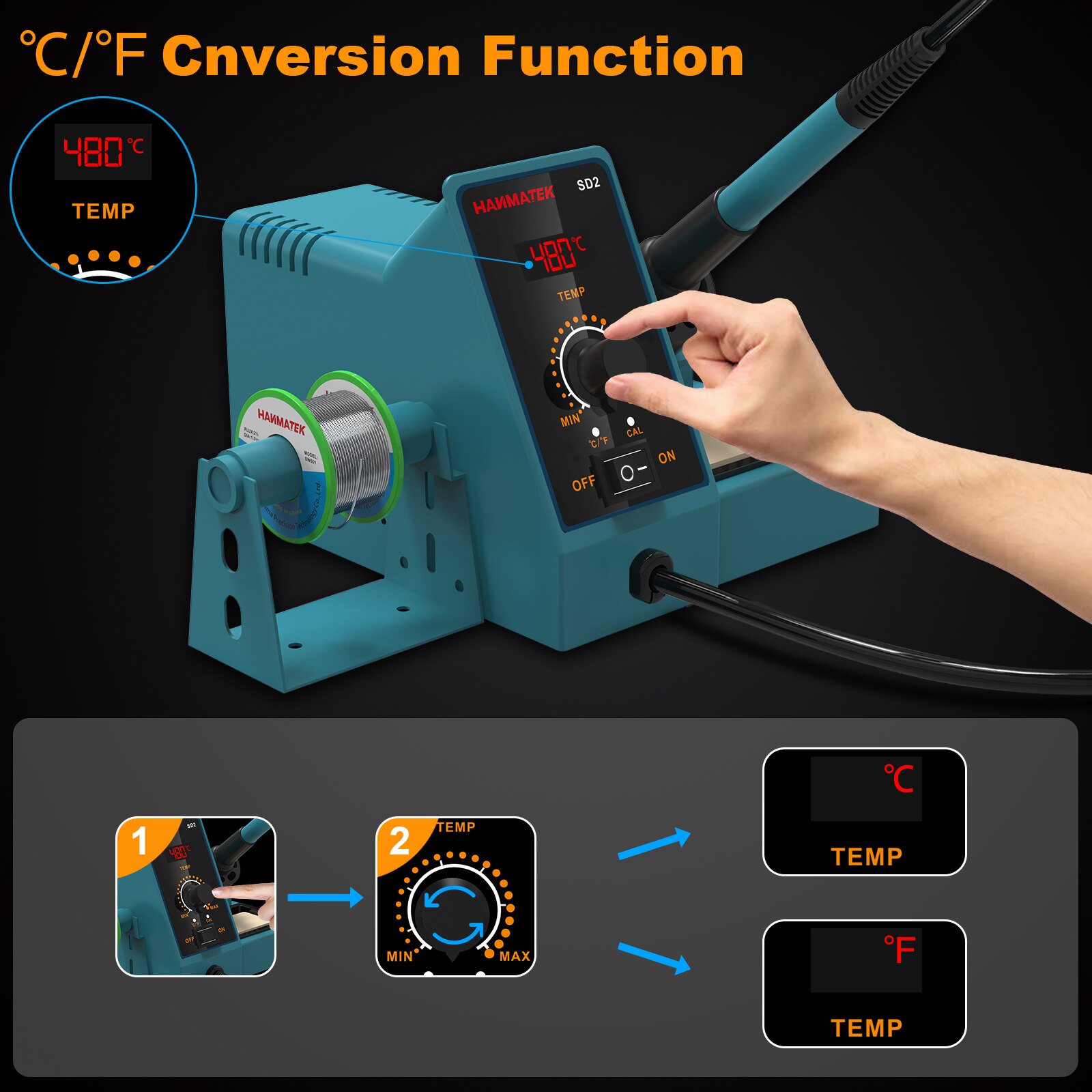 HANMATEK – Station de soudage antistatique SD1/SD2 60W, avec affichage numérique, température constante réglable, pour la maison