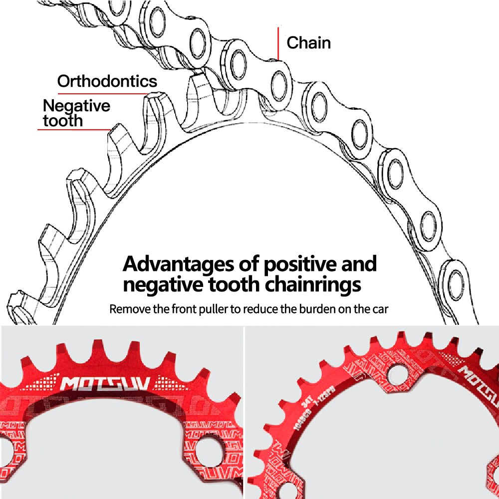 Ronde 104 bcd fietskettingblad 32t 34t 36t mtb kettingblad fietsonderdelen fietsuitrusting 104 bcd fietskettingblad