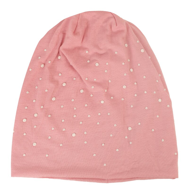 Geebro Women's Winter Slouchy Diamond Beanies &amp; Skullies Ladies Cotton Beanie Hat with Rhinestones Casual Thick Outdoor Ski Caps: Pink