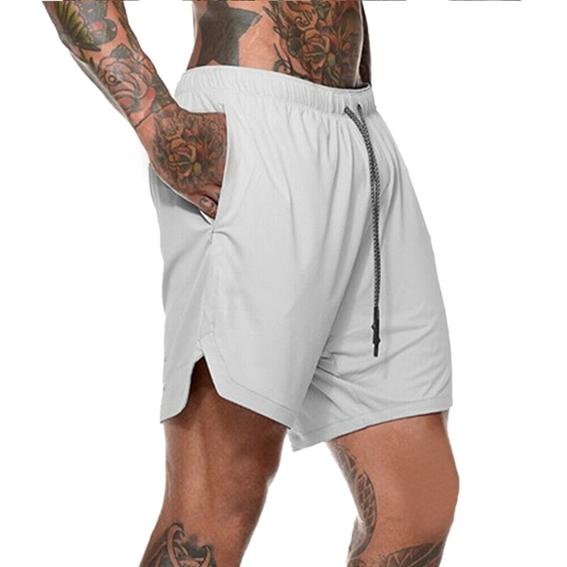 Mannen Dubbele Laag Mesh Fitness Shorts Gym Running Zachte Sneldrogende Shorts Sneldrogende Broek Fietsbroek