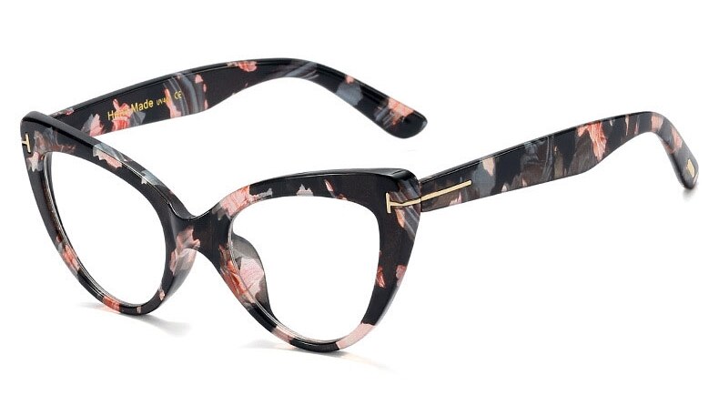 vintage Style Cat eye glasses frame women brand Optical Transparent Eyeglasses Frame Female: Flower