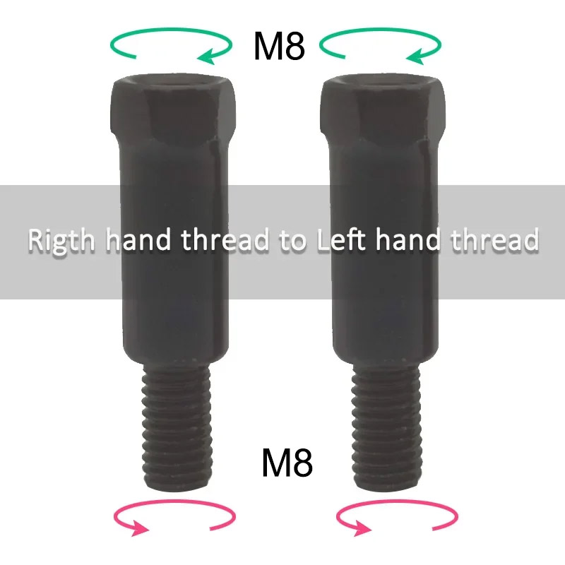 1 paio di adattatori per specchietti retrovisori moto neri argento più lunghi M8 8mm in senso orario anti-orario destra sinistra vite di cambio filettatura: Grigio scuro