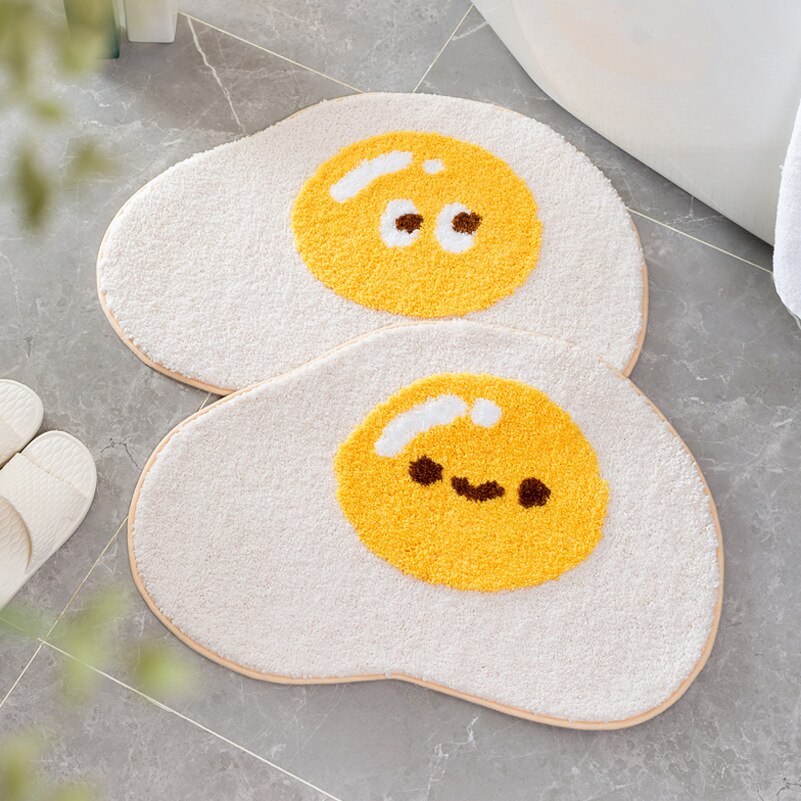 Huevo frito alfombra Baño de dibujos animados entrada alfombra alfombras cocina dormitorio alfombras de piso absorbente a prueba de polvo Anti-Slip felpudo