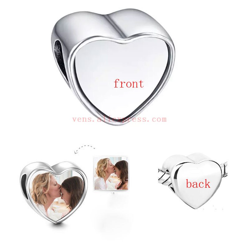 sublimation blank heart charms photo bead metal charm for valentine's Day transfer printing consumables 10pieces/lot