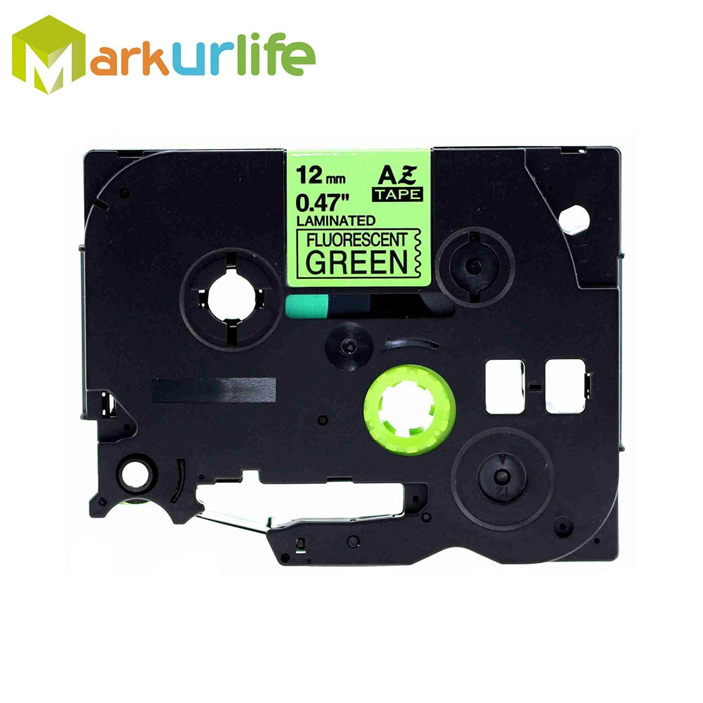 1 Pcs Adhensive Label Compatibel Voor Brother TzeD31 Tz-D31 Opvallende Fluorescerende Tape Printer 12Mm Fluorescerende Zwart Op groen