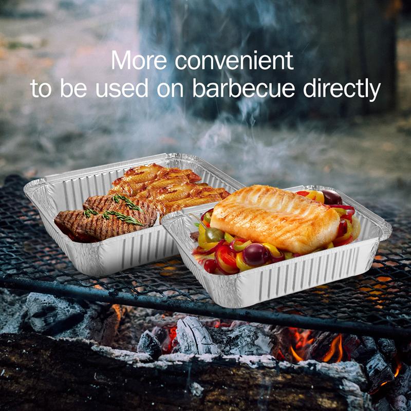 20 stuks Wegwerp BBQ Drip Pan Tray Aluminiumfolie Tin Liners voor Vet Vangen Pannen Vervangende Liner Trays met Deksel