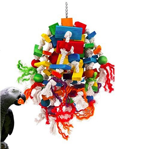 Juguetes de loros para pájaros grandes, Columpio de madera de colores, bloques de columpio para loros, juguetes para pájaros amorosos, juguete para pájaros: Size 7