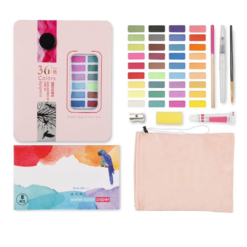 H05B Effen Aquarel Verf Set 36 Kleuren Art Set Met Water Borstel Pen Aquarel Pigment