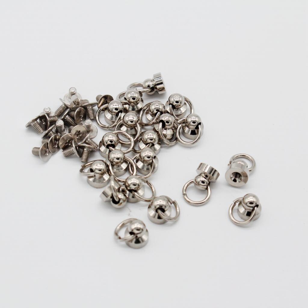 20pcs Brass Rivet Studs Screw Back Round Head O Ring Leather Craft Punk SpotS: Silver 