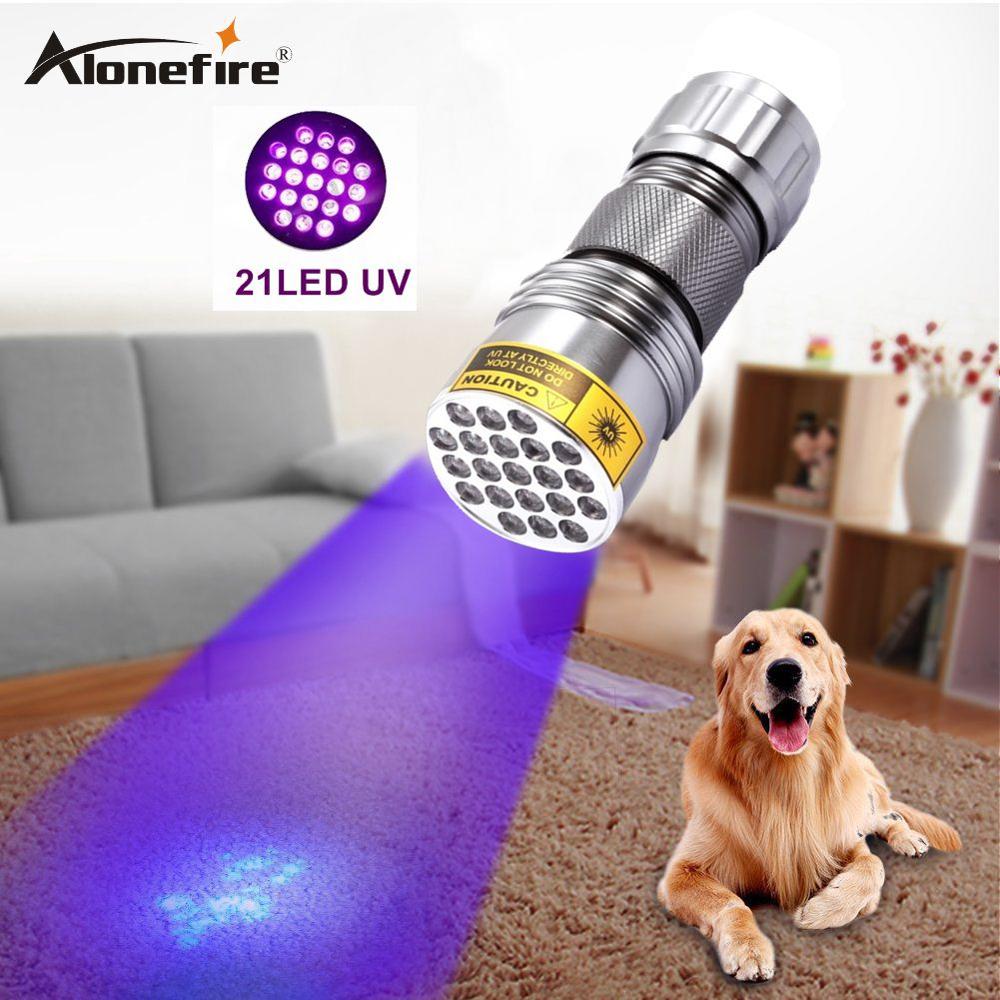 Alonefire 21 ledet uv lys 395-400nm ledet uv lommelykt fakkel lampe uv klebende gjeting reisesikkerhet uv deteksjon aaa: 21uv sølv