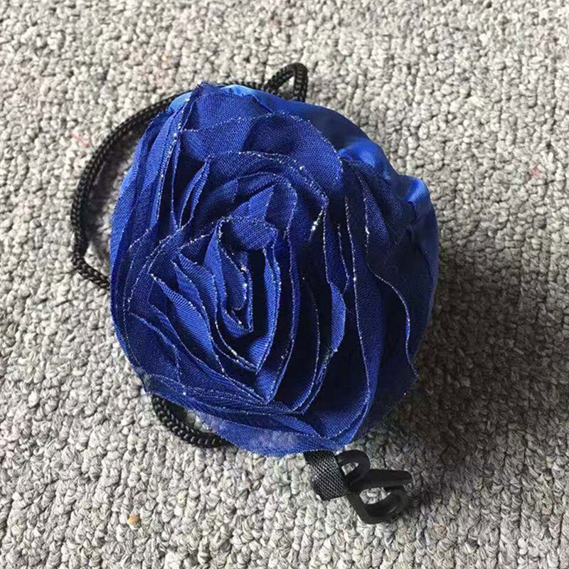 Bolsa de compras plegable, bolsa de hombro de tela Oxford con flores rosas, bolsas de supermercado portátiles ecológicas, bolsa reutilizable para mujeres 1 unidad: dark blue