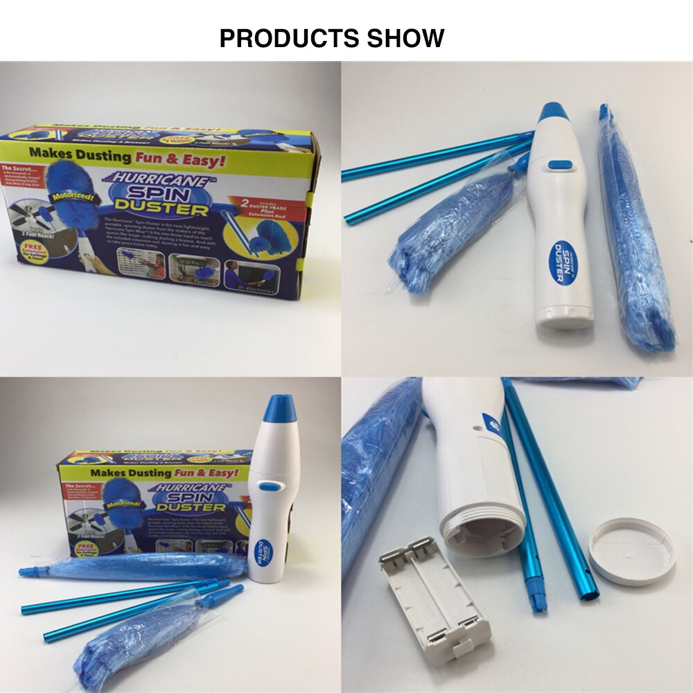 Electric Dust Cleaner 8 PCS Spin Feather Duster 360° Adjustable Dust Cleaning Brush Household Cleaning Tool Instant Duster