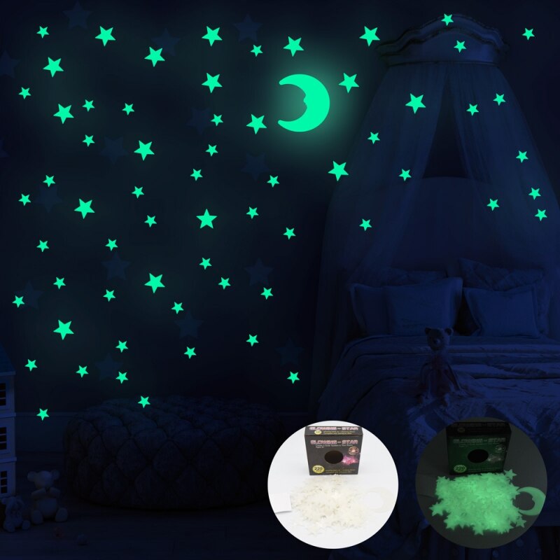 Luminous Sticker High Brightness Milky White Star Moon Stereo Luminous Sticker Dream Romantic Star Wall Sticker