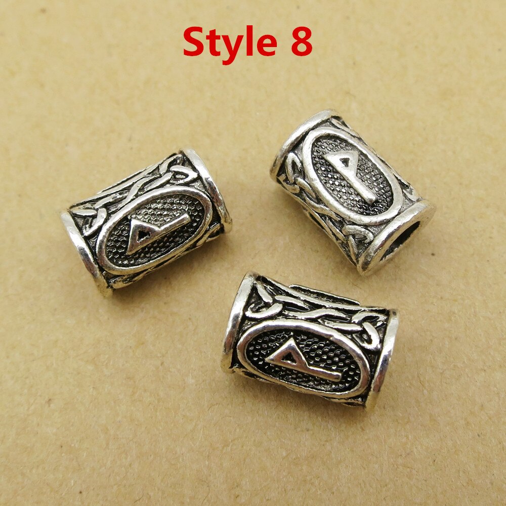 5 stücke/24 stücke Wikinger Rune Haar flechten Furcht Dreadlock Bart Perlen ringe Rohre Für männer frauen Haar Zubehör: 5Stck Stil 8
