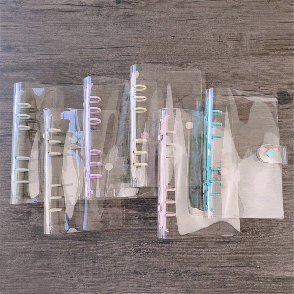 A5 A6 Transparent PVC Loose-Leaf Notebook Cover Macaron Color 6 Ring Binder Diary Journal Planner Korean Stationery School