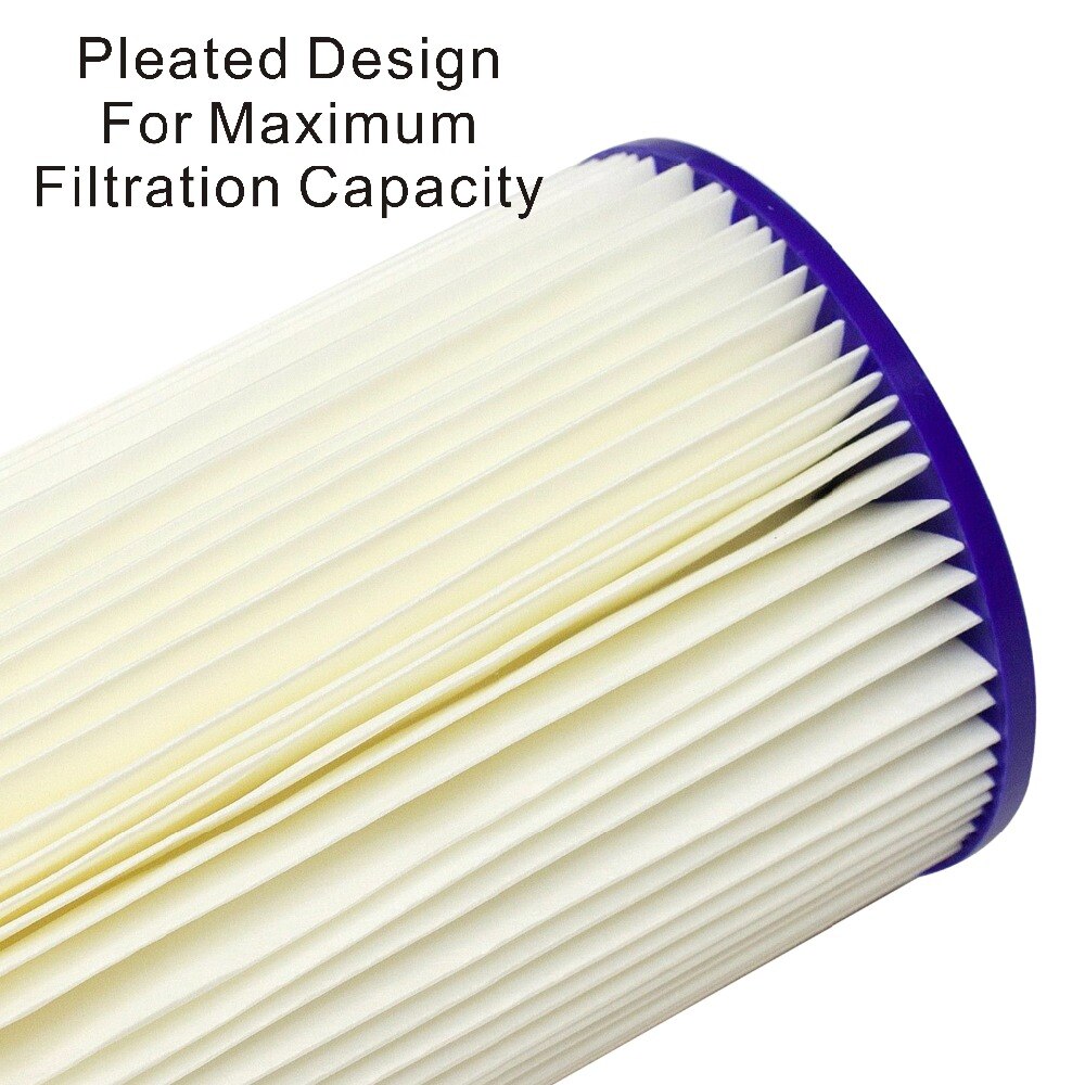 20 Micron - High Flow Whole House Sediment Pleated Filter Cartridge, Washable 10" L x 4-1/2" OD Big Blue Cartridges