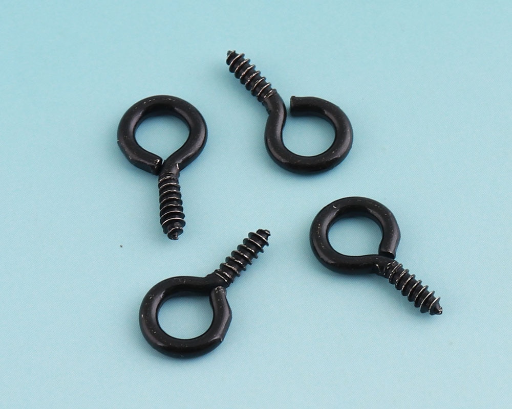 Mustat silmätapit 100 kpl 15*8mm ruuvisilmukkakoukku riipuksiin metalliset ruuvisilmukat