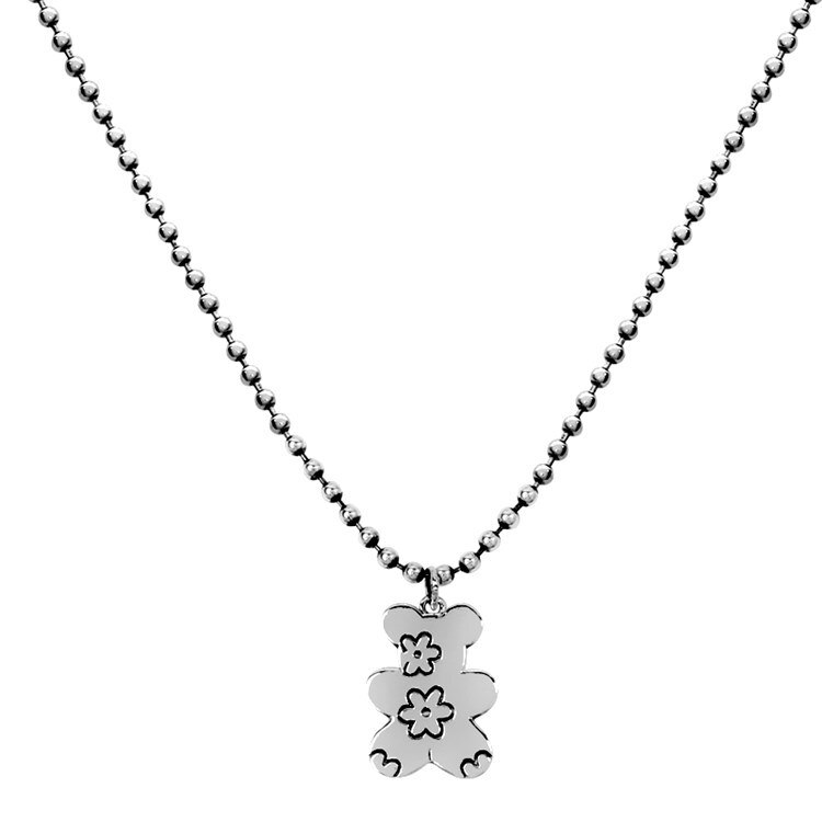 925 sterling sølv halskæde bjørn blomst nøgleben kæde fine smykker fest bryllup tilbehør: Default Title