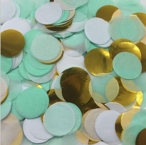 Confettis en papier de soie ronds multicolores, 10x2.5CM, décoration de Table pour fête prénatale anniversaire, ballons: Mint Green