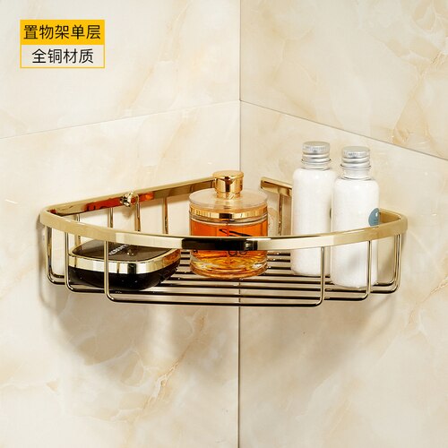 Accessoires de salle de bain en cuivre doré | Porte-serviettes 60cm porte-serviettes mural de bain-douche, ensemble de porte-savon en céramique: shelf 1