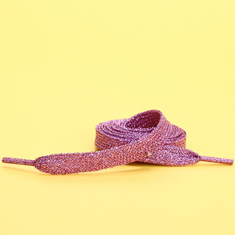 Sneakers glitter guld silke snørebånd talje reb tøj tilbehør farve flade snørebånd voksne børns snørebånd: 9