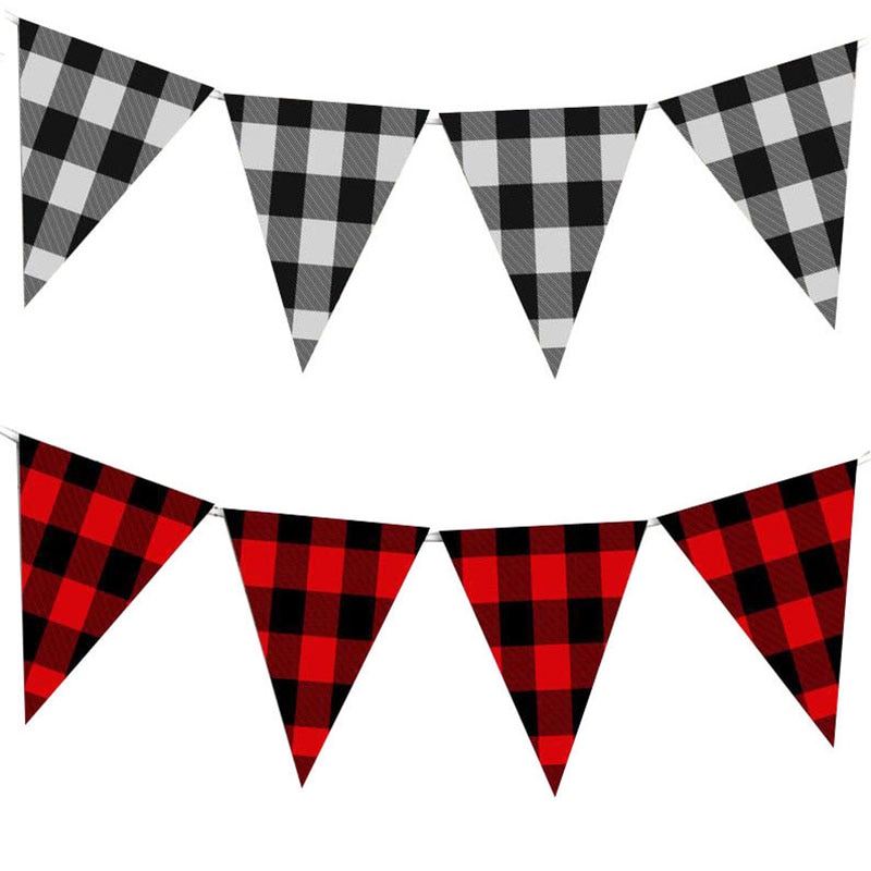 Buffelpläd flagga banderoll skogshuggare vimpel banderoll skogshuggare födelsedag baby shower fest dekoration festtillbehör