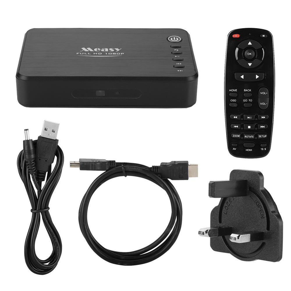 Measy A1HD Full HD Media Player Multimedia Portable 3D Hard Disk 1080P HD Video Audio Player Support USB and SD Card 100-240V: UK Plug