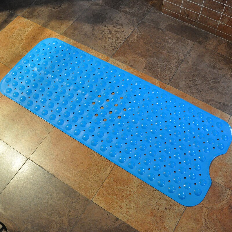 40*100cm Mat Bathtub Bath Mat PVC Large Bathtub Safety Shower Non-slip Bath Mats With Suction Cups Floor Mat: Solid blue