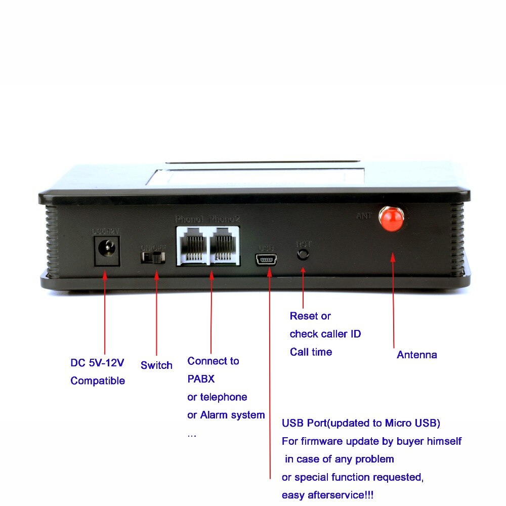 Adusun gsm 2g fast trådløs terminal med lcd, understøtter fakturering opkaldssats alarmsystem, pabx, opkalds -id sms 850/1900 900/1800 mhz