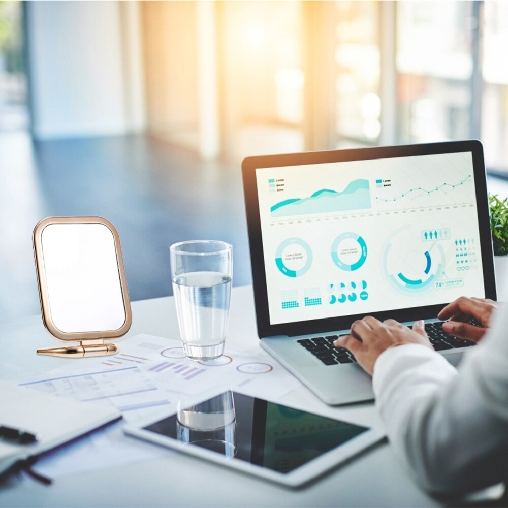 Double Sided Makeup Mirror Tabletop Magnifying Mirror Folding Vanity Mirror