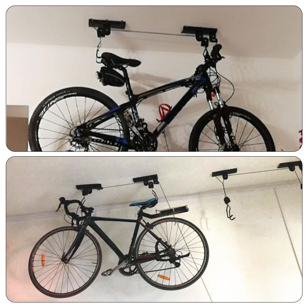 Ceiling Lift Cargo Racks For Bicycle Bike Storage Garage Hanger Mounted Hoist Pulley Rack 45lbs Metal Lift Assemblies