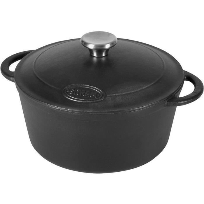 SITRAM Cocotte TRADIFONTE - 711075 - Hierro fundido esmaltado redondo negro de 4L - Todas las fuentes de calor, incluida la ind
