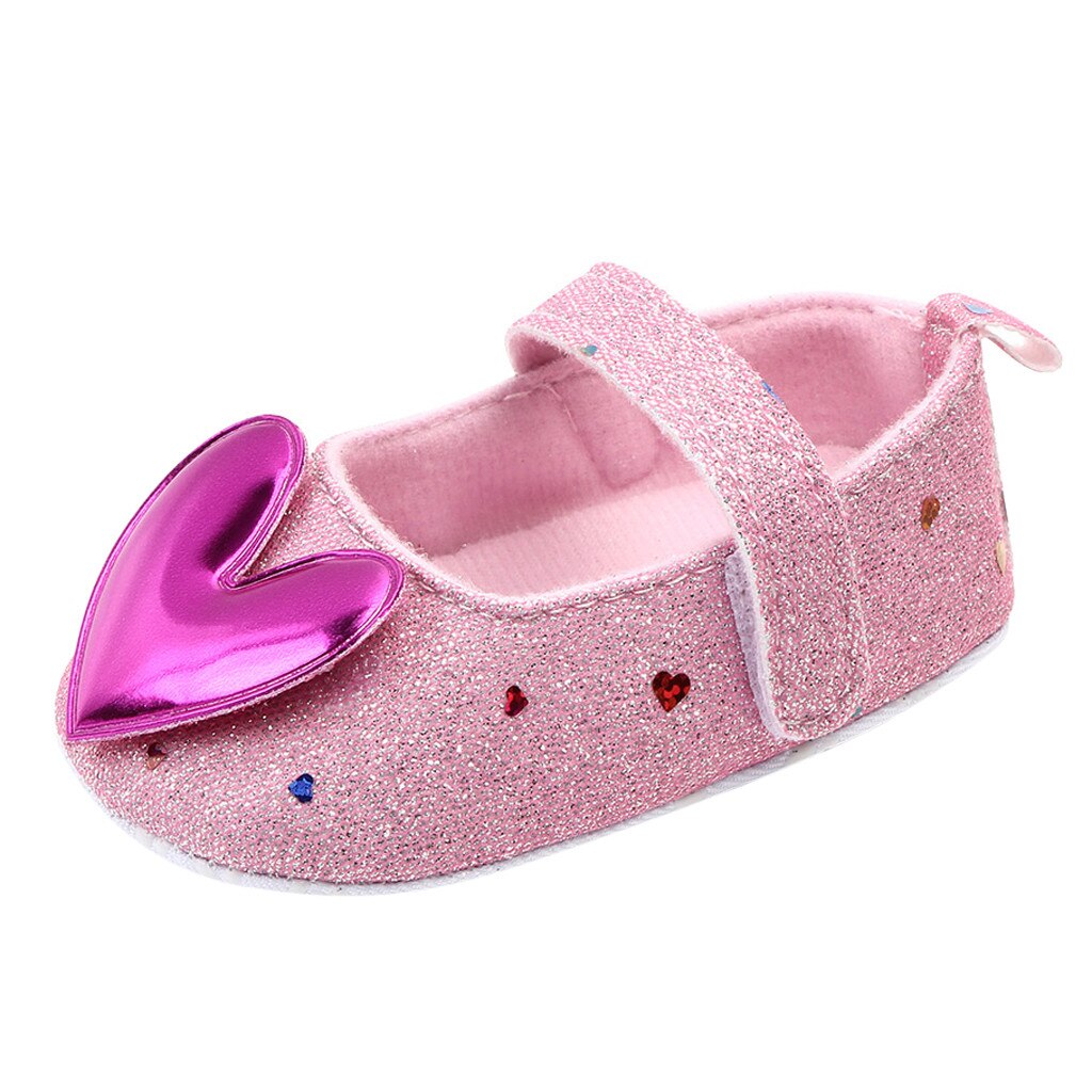Baby Shoes Toddler Newborn Baby Crib Shoes Heart-Shaped Princess Baby Soft Sole Prewalker For Baby Girls First Walk: Pink / 6