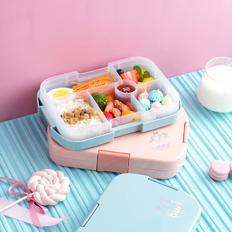 Portable Microwave Lunch Box Microwave Multiple Grids Food Storage Leakproof Kids Bento Box Container Japanese Style