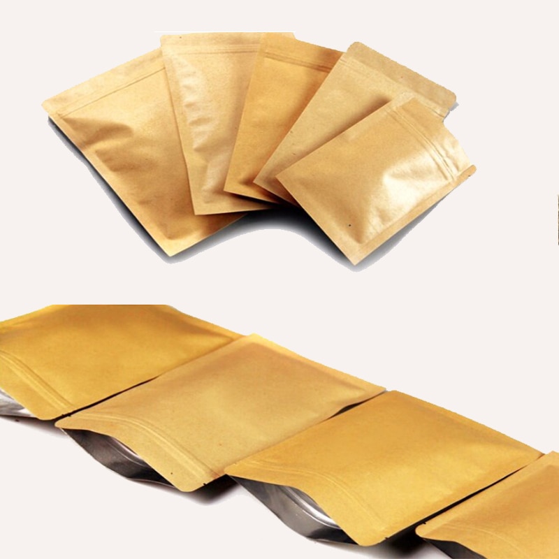 100 Kraft Papier Doypack Zip-Lock Beutel mit Aluminium Folie Lebensmittel Tee Snack Kaffee Lagerung Wiederverschließbaren Ziplock/zipper Tasche
