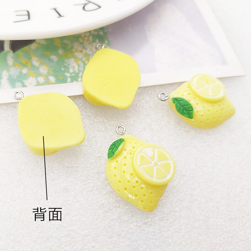10 Pcs Nette Zitrone Charme fit Frauen Ohrringe Halskette Schmuck Erkenntnisse Handmade Simulierte Obst Harz Charme Anhänger Herstellung