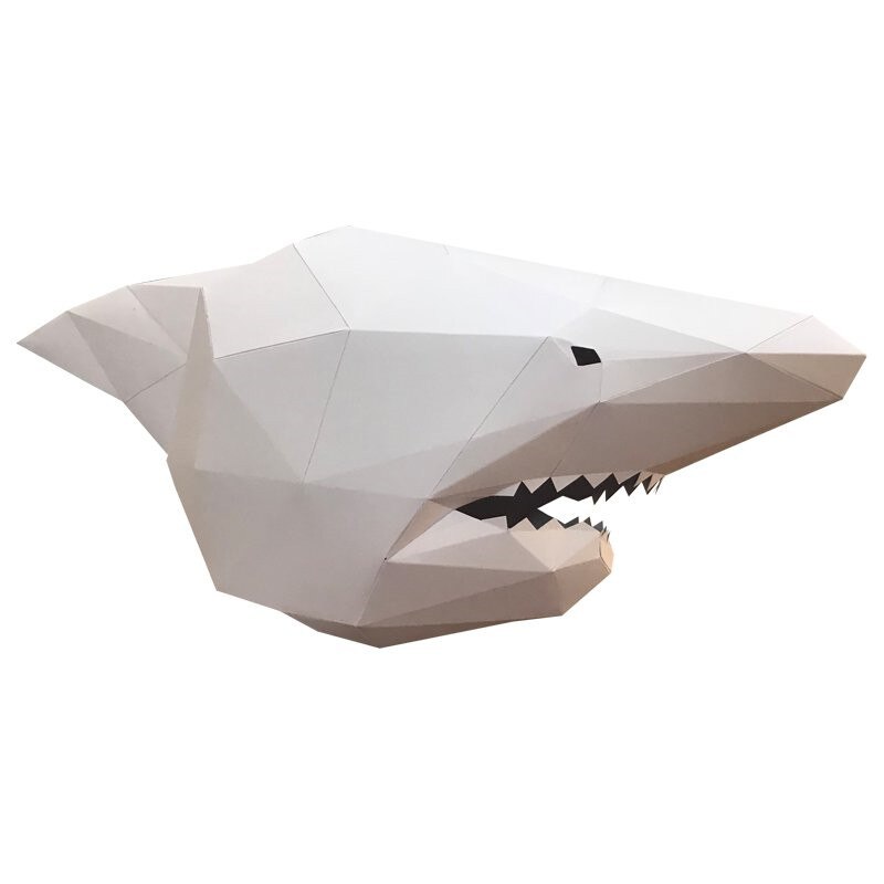 Handmade Three-Dimensional Paper Mold DIY Shark Mask Headgear Men's Fancy Dress Ball Party Halloween Photography Props: D