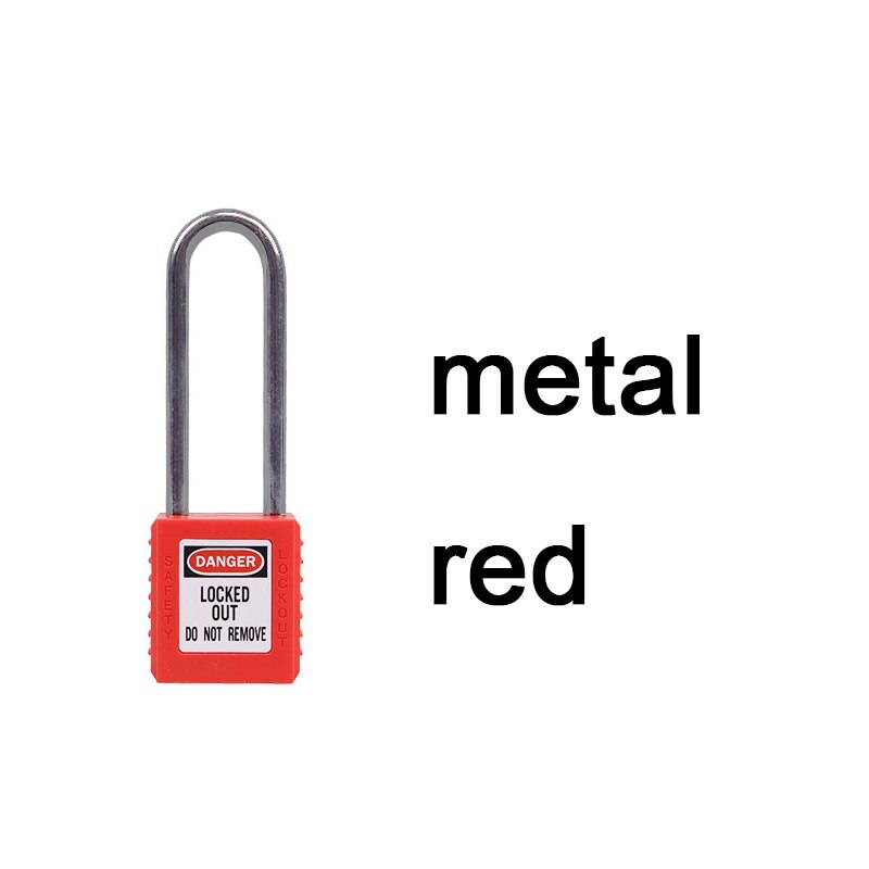 1pcs ABS lock security padlock plastic shackle safety padlock 76mm nylon non conductive safety padlock, with 2 unique key: Metal red