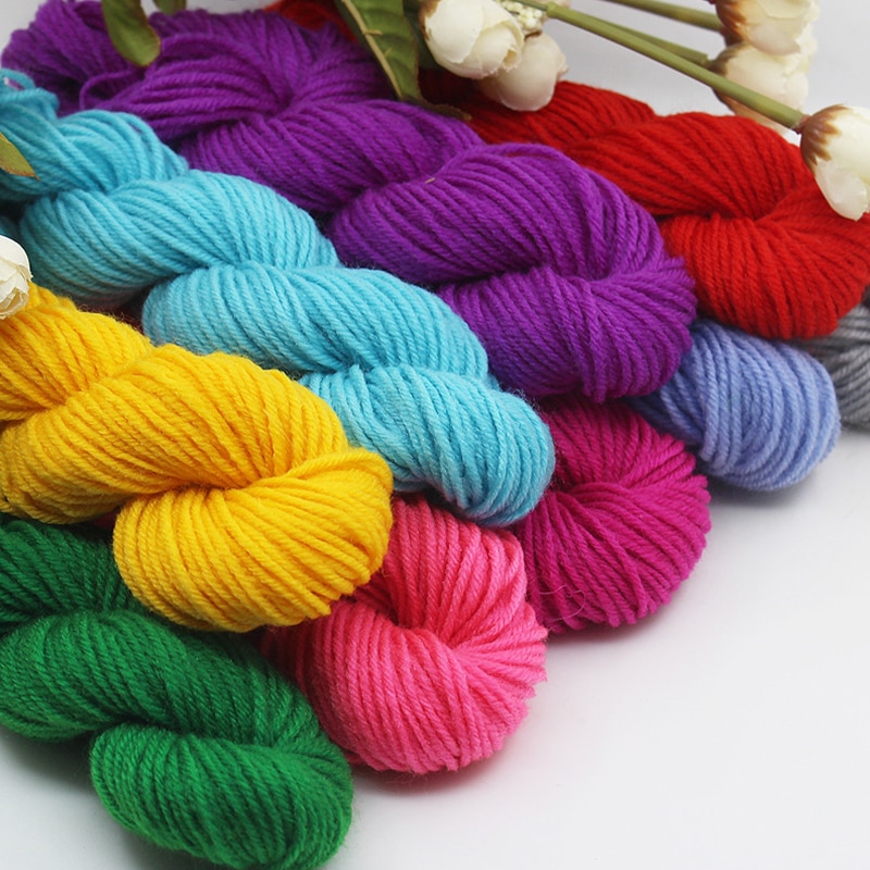 25G/Roll Small Thick Dyed Yarn Cotton Blended Wool Anti-Pilling Crochet Yarn For Baby Hat Scarf Sweater Knitting