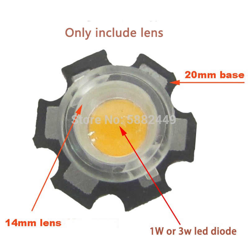 10 Stks/partij 14Mm 15 30 45 60 90 100 Graden Clear Led Lens Voor 1W 3W 5W Led Light Lamp (Zonder Led Licht En Star Base)
