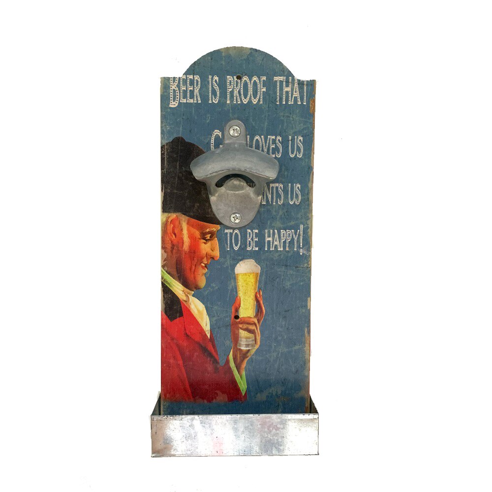 Bar Wall Decoration American Country Style Retro Bar Restaurant Beer Bottle Openers Wooden Wall Hanging Opener Crafts: Blue