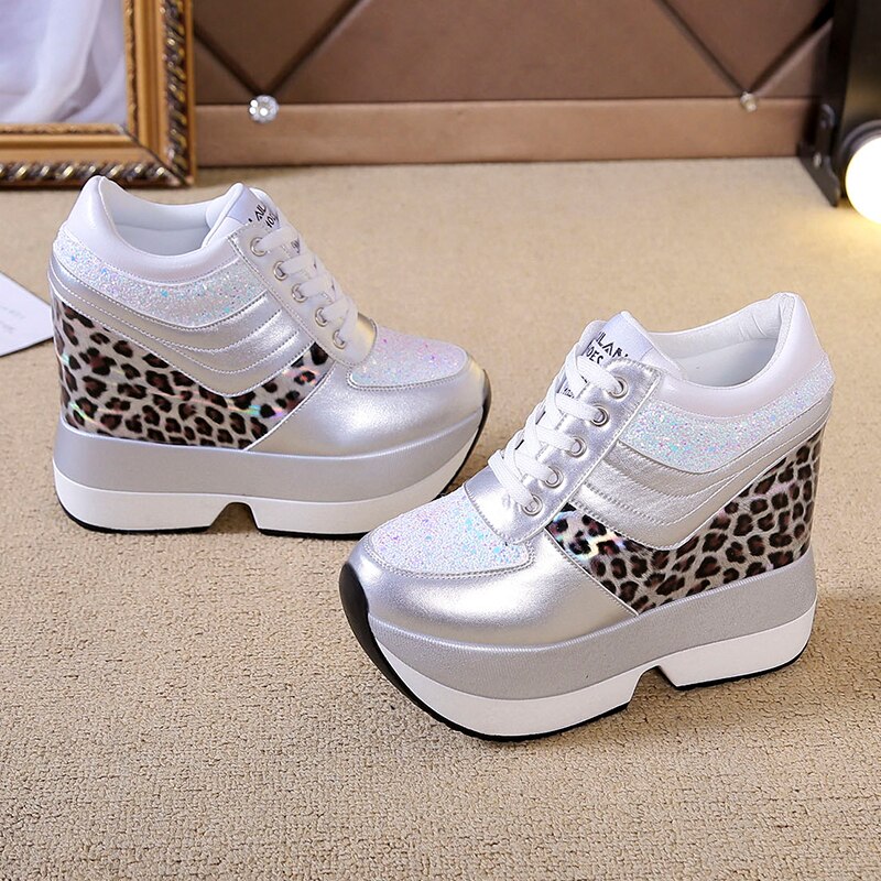 Fujin-zapatos informales de plataforma alta para Mujer, zapatillas Deportivas de suela gruesa con aumento de altura,